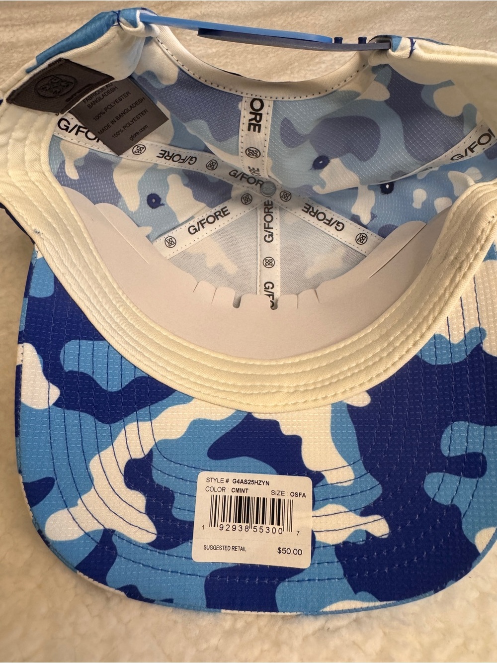 Blue Camo Snapback Cap with Embroidered Logo - Picture 6 of 6